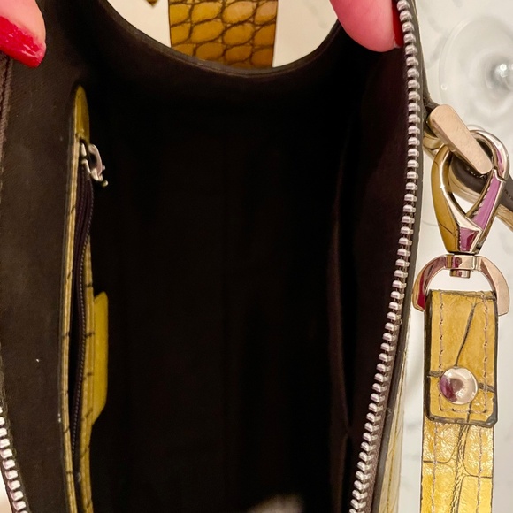 EUC J. Peterman Yellow Leather Croc Embossed Handbag - Picture 13 of 14